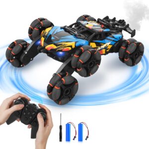 MOFOKEAY RC Cars 6WD Drift Stunt,Remote Control Car for Boys Age 6-12,360° Rotating Spray Car for Xmas Gifts