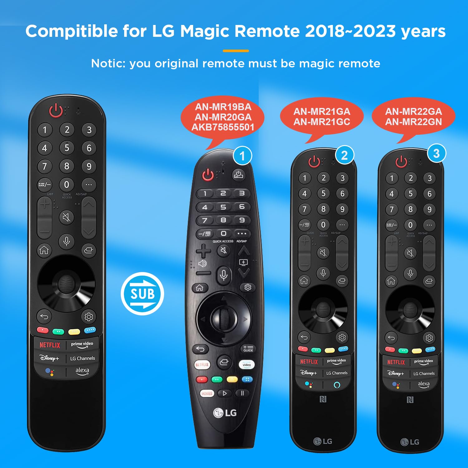 Magic Remote AN-MR22GA Replacement LG Smart TV Remote with Alexa Voice and Pointer Function Universal LG Remote Control for LG UHD OLED QNED NanoCell 4K 8K 2017 2018 2019 2020 2021 2022 2023 Models