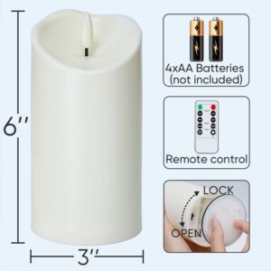 Homemory 6"x3" Outdoor Waterproof Flameless Candles, LED Candles, Battery Operated Candles with Remote and Timers, Electric Fake Plastic Pillar Candles, Ivory White, Set of 2