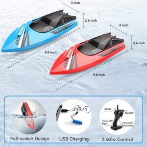 Tollcy Remote Control Boat Kids,2Pack RC Boats for Boys&Girls,Toy Boat for Pools Lakes River Water Play with 2.4GHz, 15+KMH, Whole Body Waterproof,Rechargeable Battery,Low Battery Alarm,Long Play Time