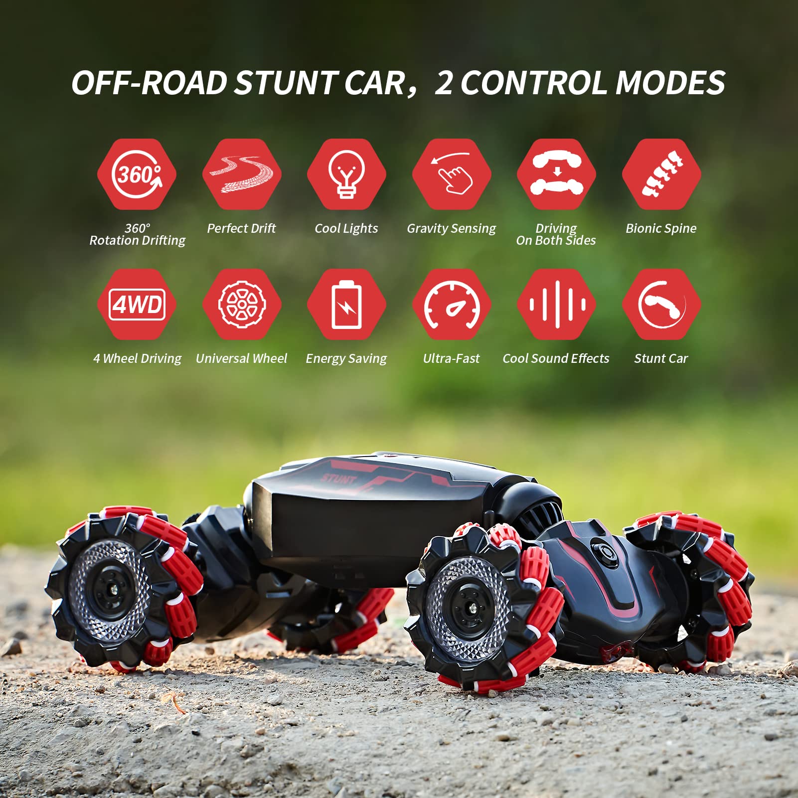 TADOZIC 4WD Remote Control Gesture Sensor Car,Hand Controlled RC Stunt Car,Double-Sided Vehicle 360° Rotation with Light and Music Spray, Watch Toy Cars for Boys & Girls Birthday