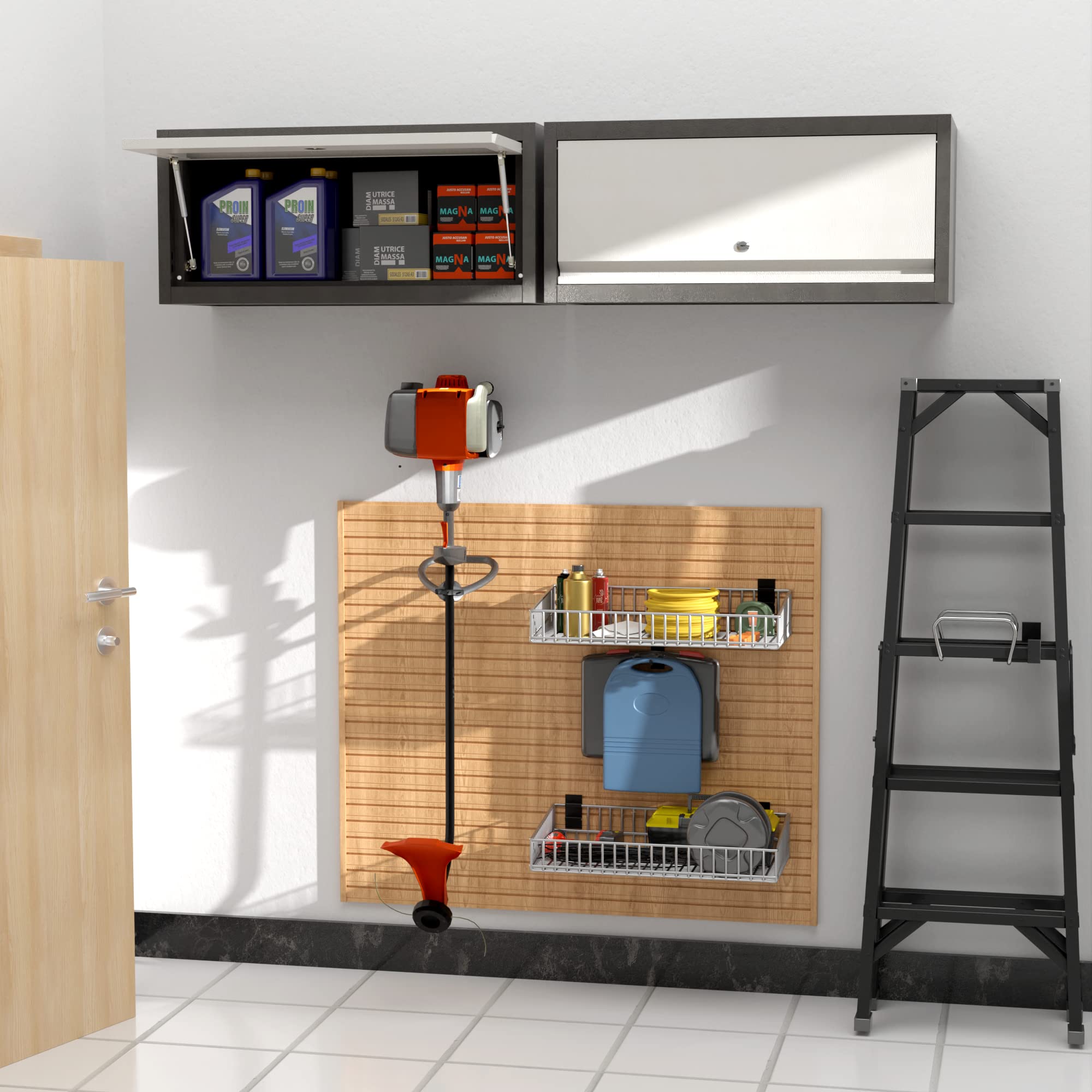 SUXXAN Metal Wall Cabinet with Up-flip Door,Wall-mounted Locker for Garage Workshop Kitchen（one cabinet