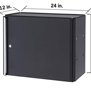 TRINITY 24 Inch Garage Storage Cabinet, 22 Gauge Steel, Wall-Mount, Adjustable Shelf and Reversible Door for Tools, Cleaning Supplies, and More, Black