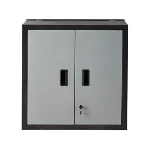 ROCKPOINT Wall Foldable Storeage Cabinets with Doors,Garage Storage Cabinet 2 Shelves & Locker,Metal Grey