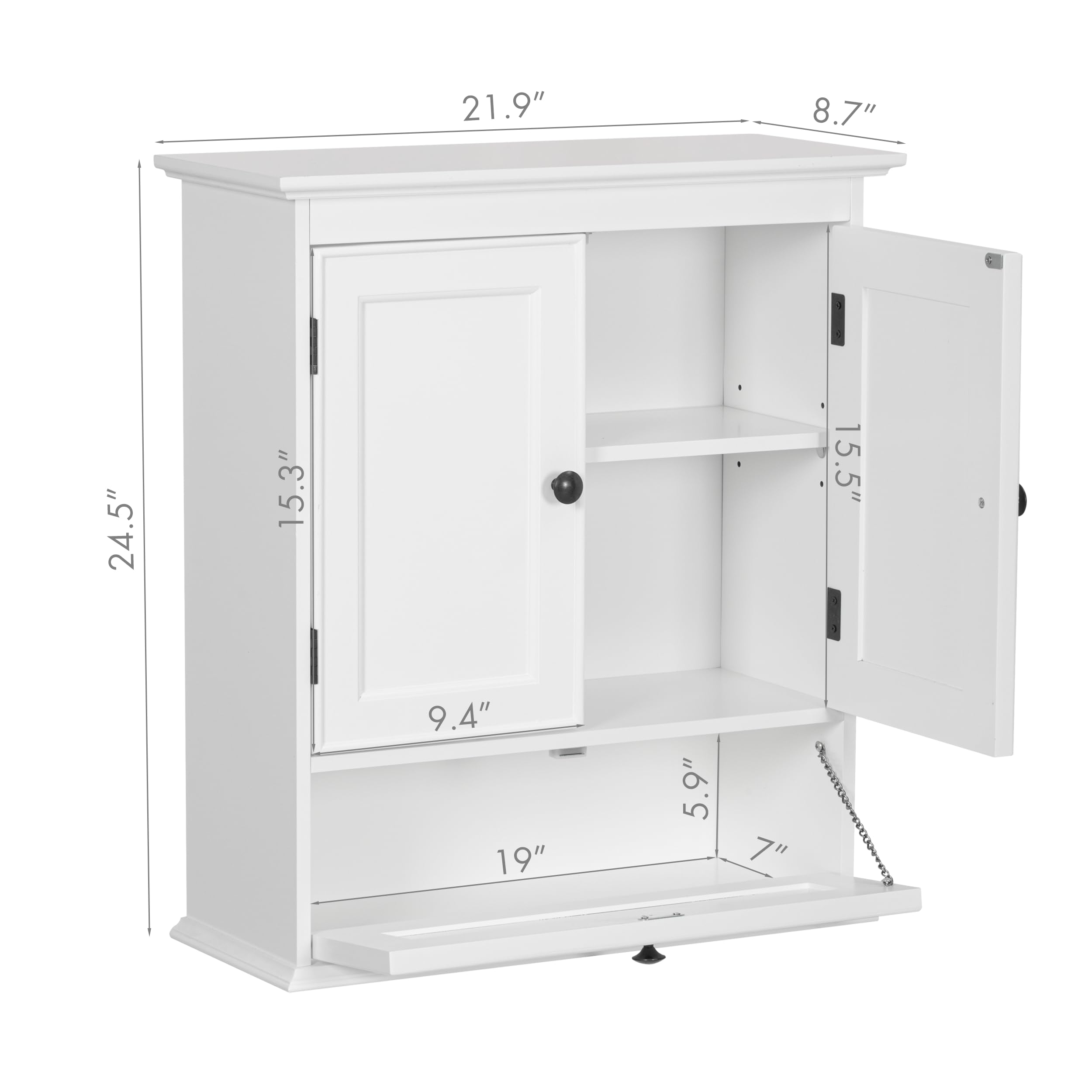 Spirich Bathroom Cabinet Wall Mounted, Small Bathroom Wall Cabinet Over Toilet, Medicine Cabinet Organizer with Doors and Adjustable Shelf, White