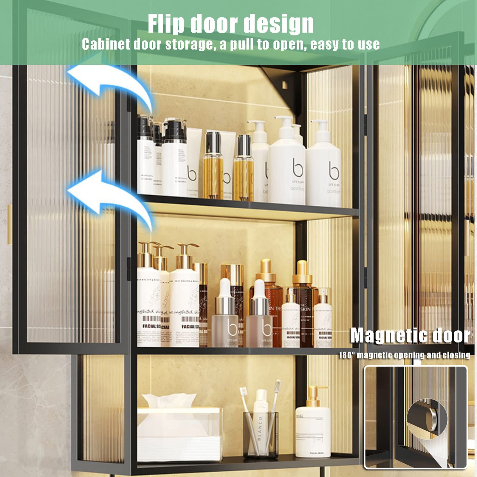 Bathroom Wall Cabinet,metal Medicine Cabinet With Glass Door,bathroom Cabinet Wall Mounted With Towel Bar,over The Toilet Storage Cabinet,hanging Cabinet For Bathroom, Livingroom, Kitchen,cupboard