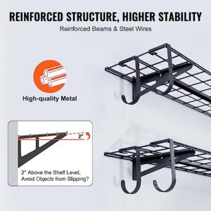 VEVOR Garage Shelving Wall Mounted, 1 x 4 ft Heavy Duty Garage Wall Shelves, 400 lbs Load Capacity Garage Storage Rack Floating Shelves, 2 Pack, Suitable for Shop, Shed, Garage Storage