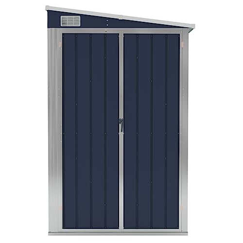 Wall-Mounted Metal Storage Shed for Outdoor, Outdoor Storage Shed with Lockable Doors, Utility Tool Shed Storage Cabinet for Garden, Backyard, Patio, Outside use, Anthracite 46.5"x39.4"x70.1" Steel