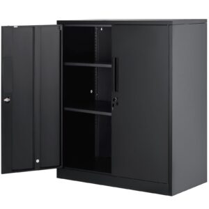 VEVOR Metal Storage Cabinet with 2 Magnetic Doors and 2 Adjustable Shelves, 200 lbs Capacity per Shelf, Locking Steel Storage Cabinet, 42'' Metal Cabinet with 3 Keys, for Office, Garage, Home