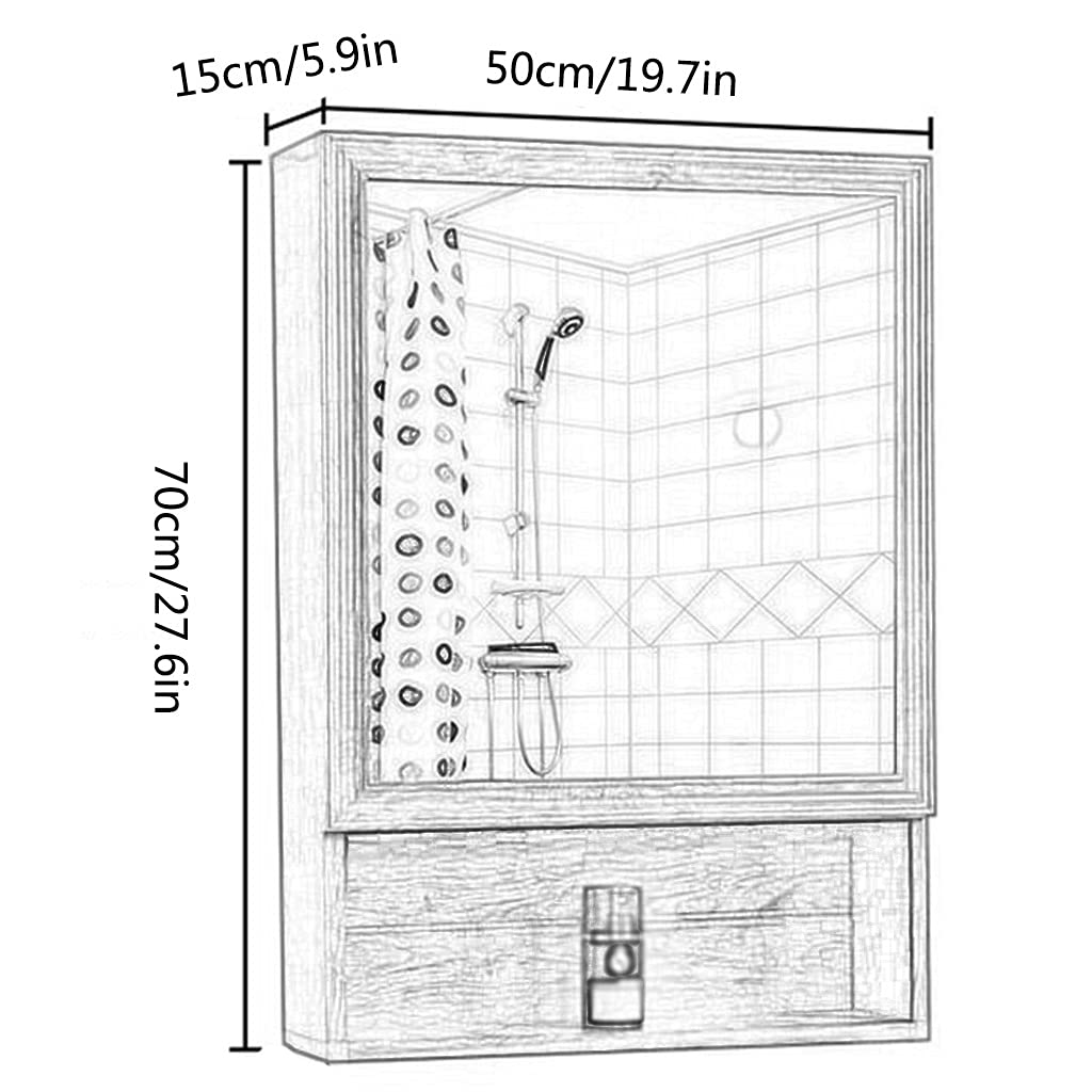 DSDD Medicine Cabinets Mirror Cabinet Bathroom Mirror Cabinet with Storage Cabinet Metal Mirror Wall-Mounted Storage Shelf Bathroom