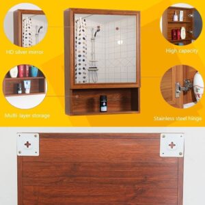 DSDD Medicine Cabinets Mirror Cabinet Bathroom Mirror Cabinet with Storage Cabinet Metal Mirror Wall-Mounted Storage Shelf Bathroom