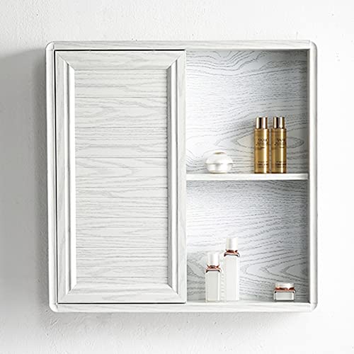 ZAYEN Bathroom Mirror Cabinet, Wall-Mounted Bathroom Mirror Cabinet with Multifunctional Smart Touch LED Makeup Mirror Bathroom Invisible Sliding Mirror Door Metal Storage Cabinet