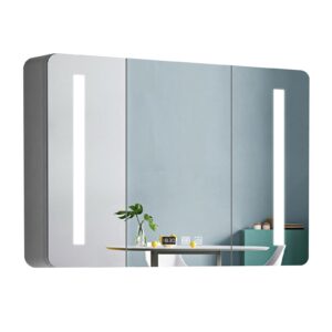 JDMTM Medicine Cabinet with Mirror Bathroom Mirror Cabinet with Storage Wall Mounted Medicine Cabinet Metal Framed Recessed Bathroom Medicine Cabinet-W100*H70cm/W39.3*H27.5in-Silver