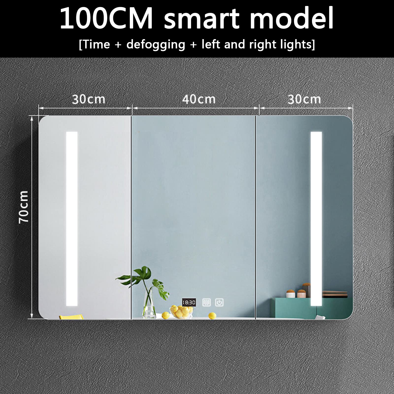 JDMTM Medicine Cabinet with Mirror Bathroom Mirror Cabinet with Storage Wall Mounted Medicine Cabinet Metal Framed Recessed Bathroom Medicine Cabinet-W100*H70cm/W39.3*H27.5in-Silver