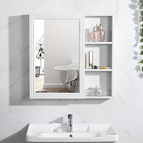 ZAYEN Bathroom Mirror Cabinet, Bathroom Mirror Cabinet Toilet Wall-Mounted Storage Cabinet with 3 Tier Shelves Shelf Metal Vanity Mirror Box Cabinet