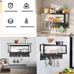 EseMiee Kitchen Wall Cabinet,Flip-Up Door Wall Cabinet Wall-Mounted Locker,Wall Cabinet for The Kitchen,Living Room,Office,Etc(Black,Translucent)