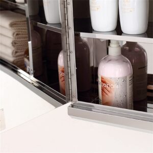 Mirror Cabinet Metal Steel Square Mirror Cabinet Storage Wall Mounted Dresser Stainless Steel Medicine Cabinet (Color : Silver, Size : 60 * 55 * 13cm)
