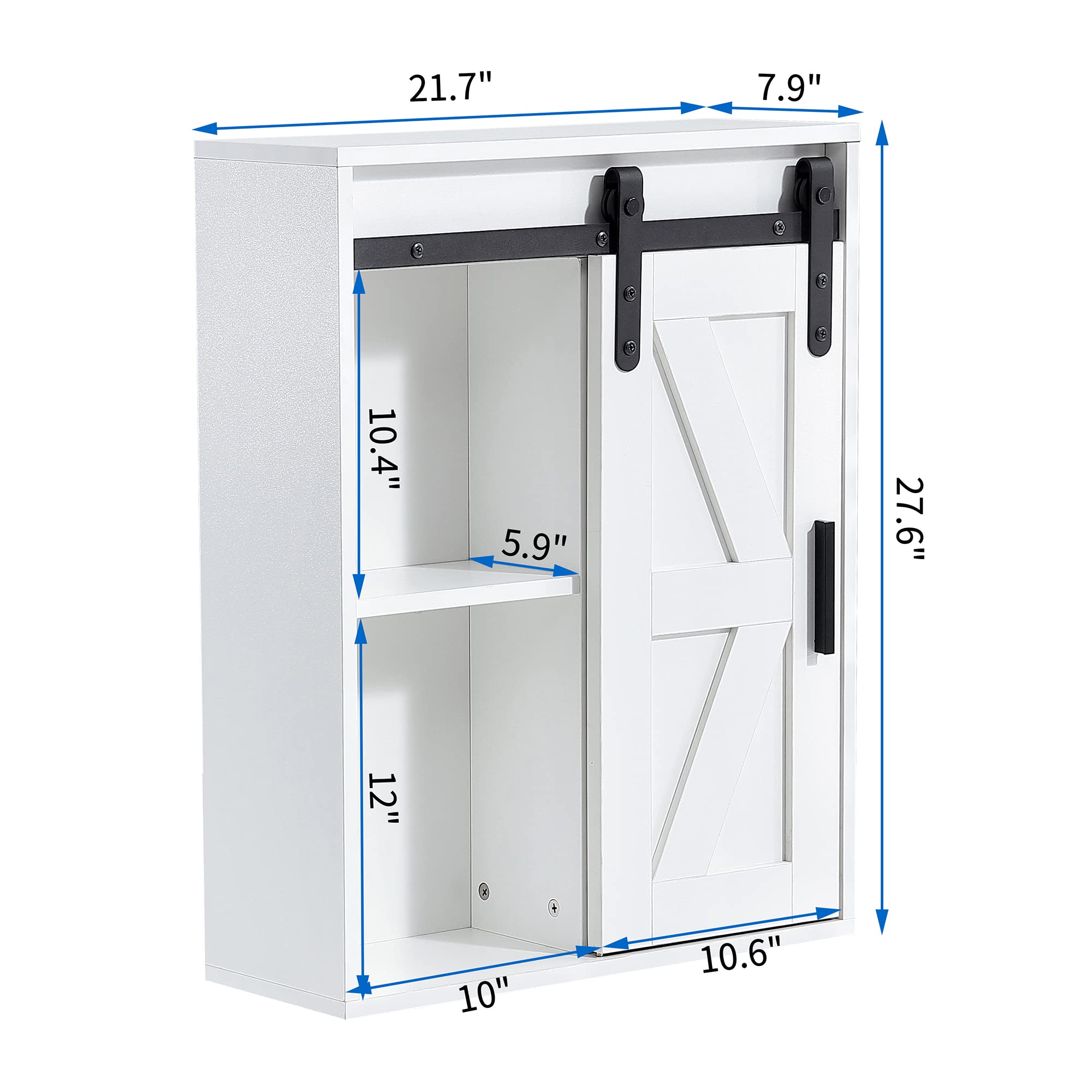 SQLIFE Bathroom Wall Cabinet, Medicine Cabinet with Adjustable Door, Over The Toilet Storage Wall Mounted Cabinets for Bathroom Laundry Room Kitchen, Cupboard (White)