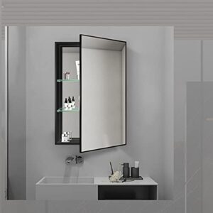 ZAYEN Bathroom Mirror Cabinet, Metal Bathroom Mirror Cabinet Modern Wall Mounted Rectangle Storage Cabinet Locker Wall Cabinet with Makeup Mirror