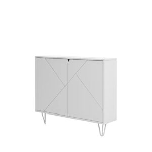 nexera 132203 slim 2-door storage accent cabinet, floating and wall mount bar, white