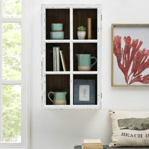 Creative Co-Op Antique White Wood Wall 3 Shelves Cabinet