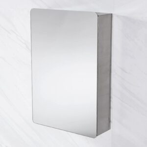 LXP 304 Stainless Steel Bathroom Mirror Cabinet, Separate Wall-Mounted Storage Cabinet, L Rounded Corner Cabinet Bathroom Mirror Wall-Mounted Cabinet