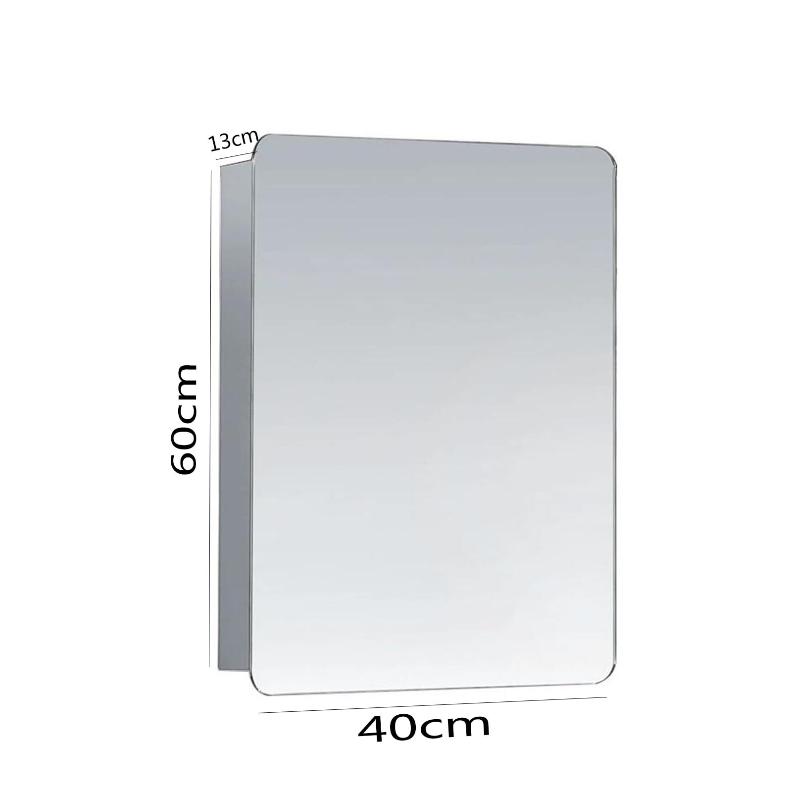 LXP 304 Stainless Steel Bathroom Mirror Cabinet, Separate Wall-Mounted Storage Cabinet, L Rounded Corner Cabinet Bathroom Mirror Wall-Mounted Cabinet