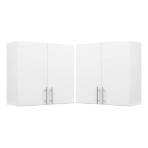 Home Square 2 Piece Wood Wall Cabinet Set in White