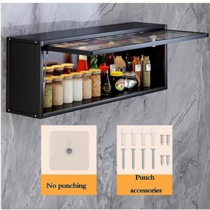 Wall Cabinet Kitchen Seasoning Rack Under-Cabinet Wall-Mounted Storage Rack Home Renovation Multifunctional Wall Cabinet Flip Door Locker (Size : 50 * 30 * 17cm)