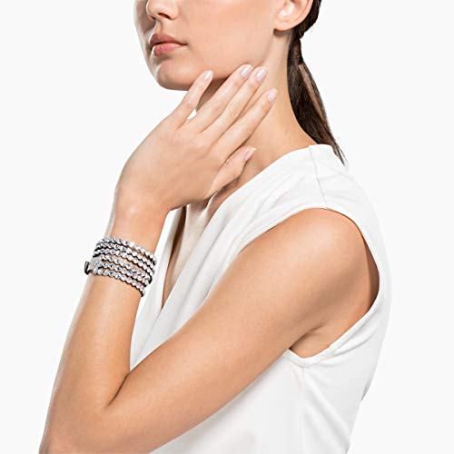 SWAROVSKI Power Collection Women's Bracelet, Wrap Strand Bracelet made of Gray Alcantara Fabric Band accented with Gray Crystals and Adjustable Closure