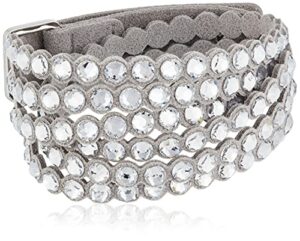 swarovski power collection women's bracelet, wrap strand bracelet made of gray alcantara fabric band accented with gray crystals and adjustable closure