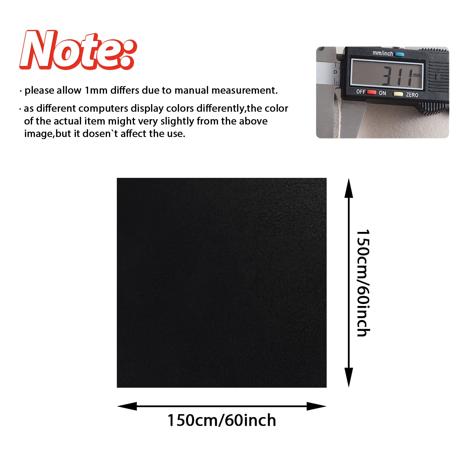 MOTUKA 60" L x 60" W Black Suede Headliner Fabric with Foam Backing Material - Automotive/Home Micro-Suede Headliner Fabric for Car Replacement/Repair/DIY