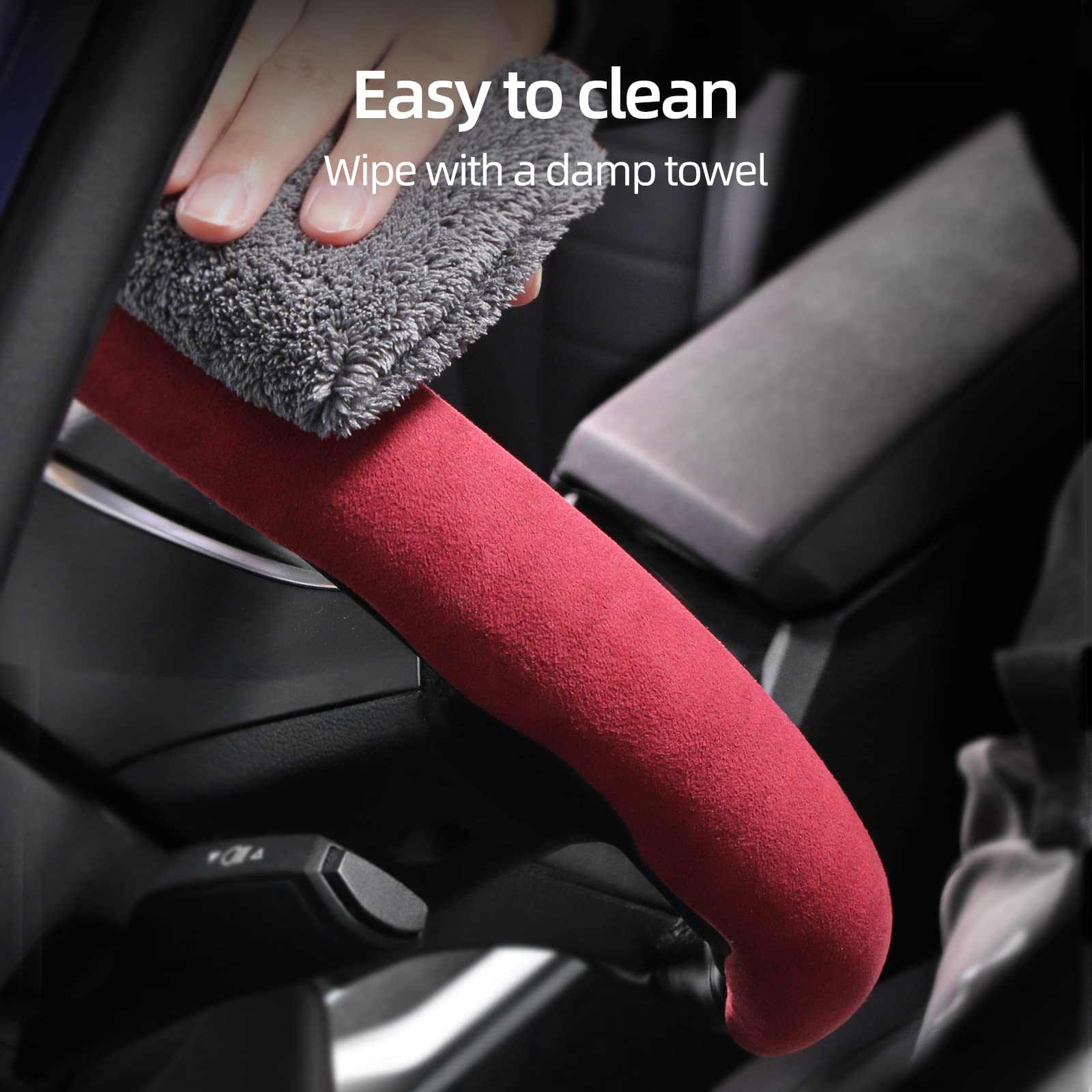 Steering Wheel Cover,Alcantara Leather Steering Wheel Grip,Fit 99% Car Wheel Protect Accessories (Red)