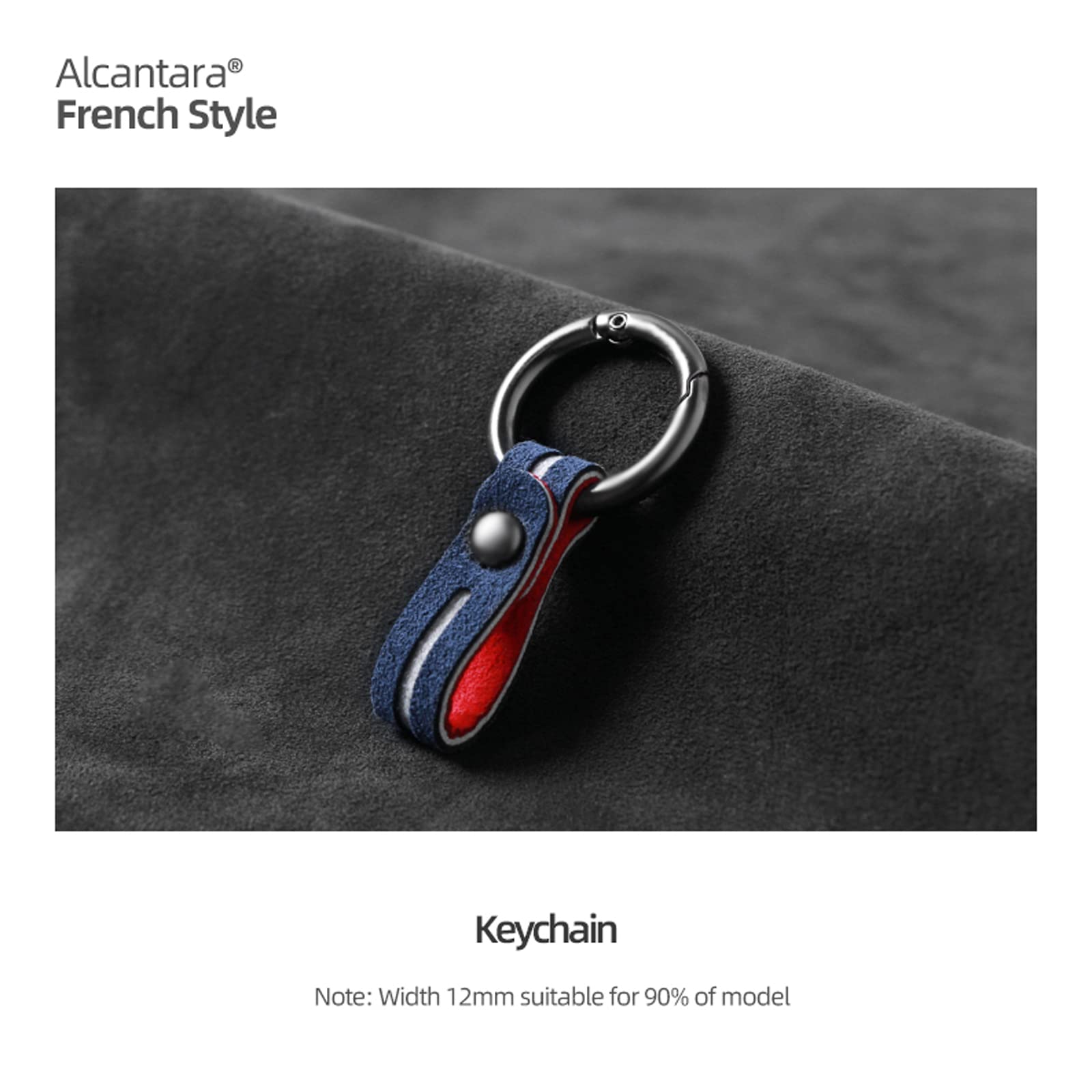 BETTERHUMZ M-Color Alcantara Leather Keychain Ring,Universal Key Chains for Key Fobs for Men and Women Car Accessories (French Style)
