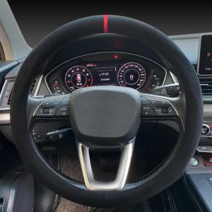 carodi car suede steering wheel cover car non-slip leather car interior fitting 15-inch universal