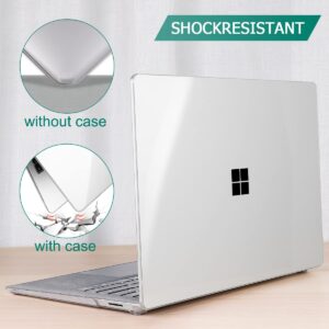 May Chen Case for 13.5" Microsoft Surface Laptop 3/4/5 with Alcantara Palm Rest Model 1867 1958 1959 (2019 2021 2022), Plastic Hard Shell Case with Keyboard Cover + Screen Protector, Crystal Clear