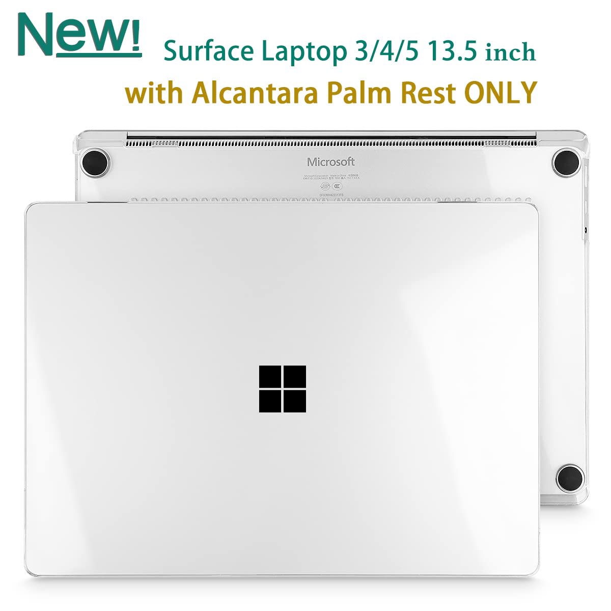 May Chen Case for 13.5" Microsoft Surface Laptop 3/4/5 with Alcantara Palm Rest Model 1867 1958 1959 (2019 2021 2022), Plastic Hard Shell Case with Keyboard Cover + Screen Protector, Crystal Clear