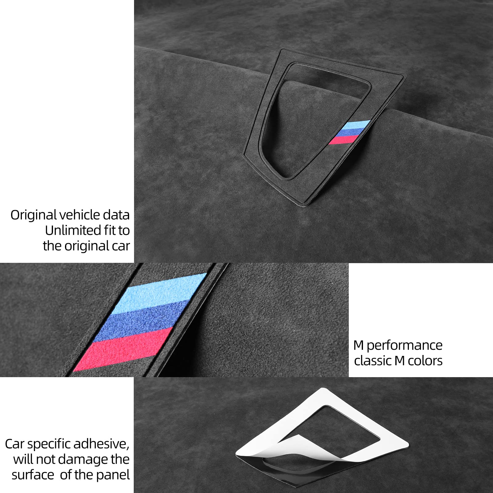 BETTERHUMZ Alcantara for BMW F30 F32 F31 F33 F36 3 Series Car Gear Shift Knob Panel Cover Interior Trim Sticker (Black)