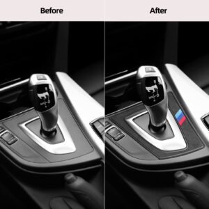 BETTERHUMZ Alcantara for BMW F30 F32 F31 F33 F36 3 Series Car Gear Shift Knob Panel Cover Interior Trim Sticker (Black)