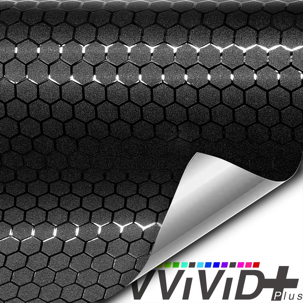 VViViD+ Honeycomb Matte Black Medium Pattern Car Wrap Vinyl (6ft x 5ft)