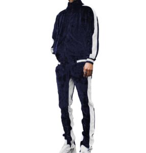 kissqiqi velour tracksuit mens 2 piece velvet zipper jacket drawtsring waistband sweatpants sweatsuits set casual outfits