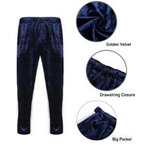 KISSQIQI Velour Tracksuit Mens 2 Piece Velvet Zipper Jacket Drawtsring Waistband Sweatpants Sweatsuits Set Casual Outfits