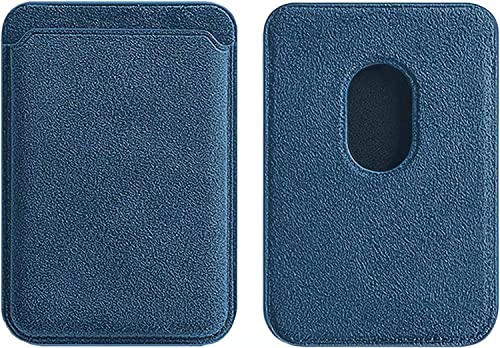 ZYSDDZ Alcantara Magnetic Phone Cardholder Compatible with iPhone 12/13/14 Series, Card Holder Compatible with MagSafe Magnet (Navy)