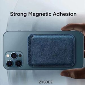 ZYSDDZ Alcantara Magnetic Phone Cardholder Compatible with iPhone 12/13/14 Series, Card Holder Compatible with MagSafe Magnet (Navy)