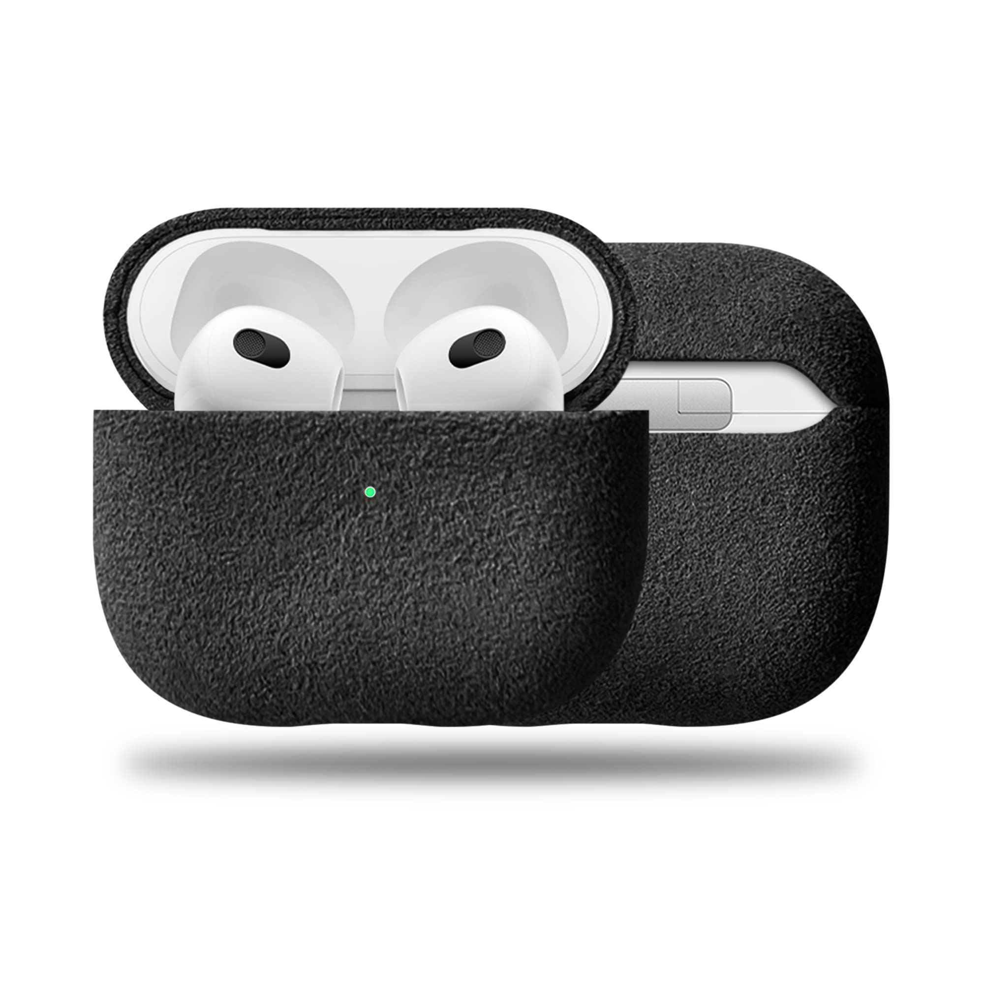 Luxury Alcantara AirPods Case. Premium Italian Imported Material. Fully Wrapped Inside & Outside. 360 Protection. (AirPods 3rd Generation, Black)