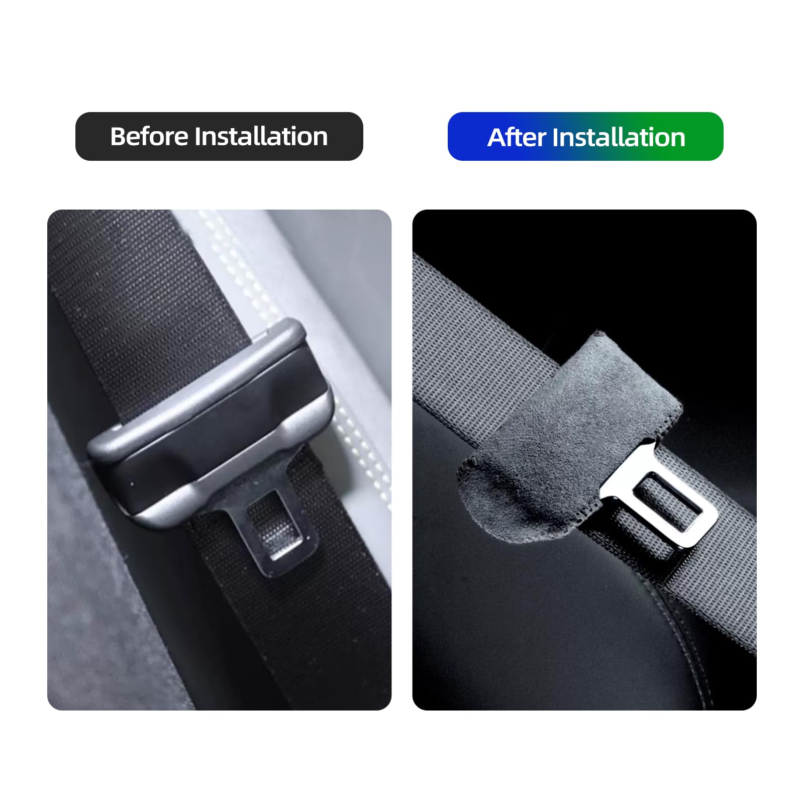 Alfanxi Alcantara Cloth Decoration Covers for Car Seat Belt Buckle Compatible with Tesla Model Y/Model 3 (A4)