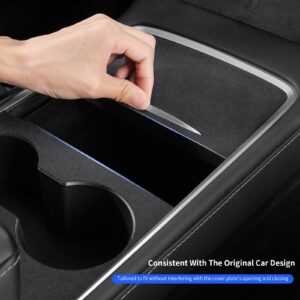 ushilife Center Console Wrap Console Box Cover Matte Alcantara Flocked Suede Protector Protective Cover Interior Decoration Kit for Tesla Model 3 Model Y 2017-2020