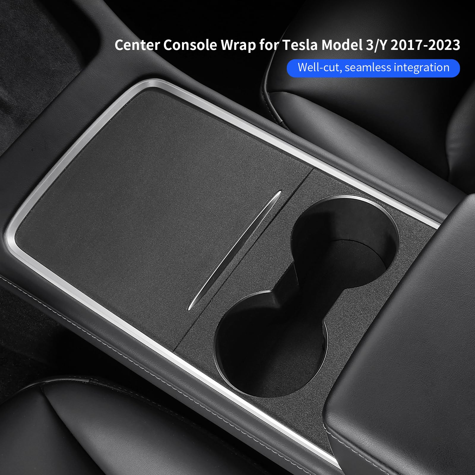 ushilife Center Console Wrap Console Box Cover Matte Alcantara Flocked Suede Protector Protective Cover Interior Decoration Kit for Tesla Model 3 Model Y 2017-2020