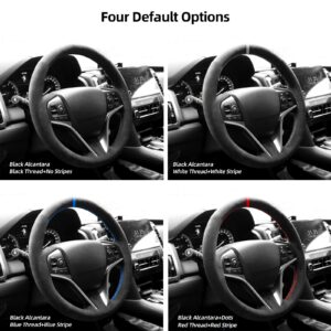 Alfanxi Hand Stitch Alcantara Steering Wheel Cover Compatible with Honda Acura MDX 2014-2018 (Blue Stripe)