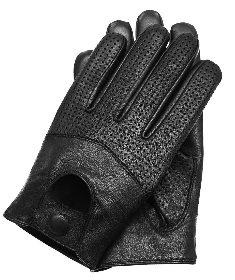 Riparo Motorsports Men's Leather Driving Gloves (X-Large, Black)